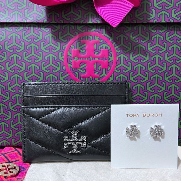 Tory Burch Handbags - Tory Burch Kira Chevron Pavé Card Case & NWT Kira Pave Silver Studs $256